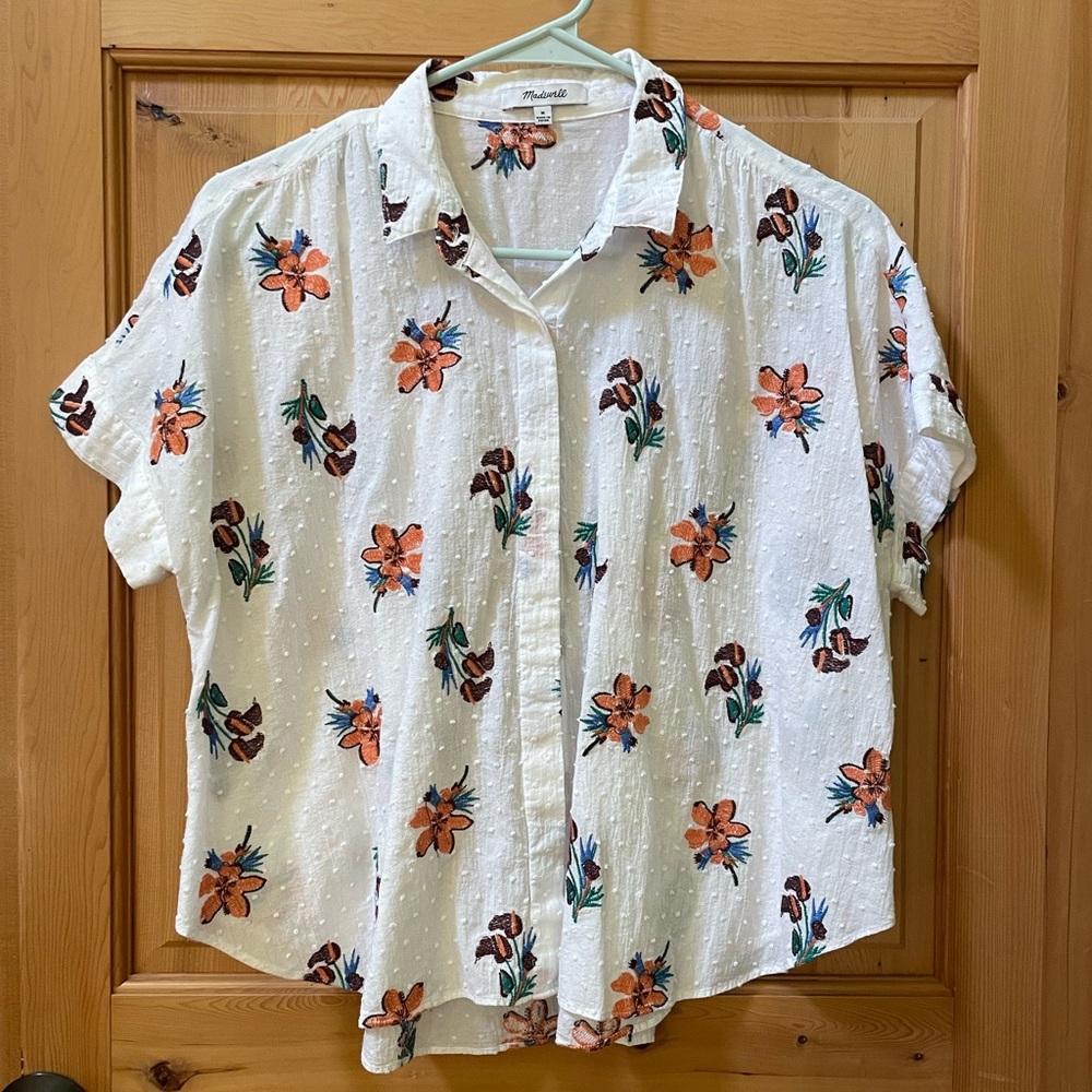 Madewell Hilltop Hawaiian Hideaway Embroidered Floral Button Down Shirt